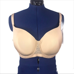 NWOT‎ Comfort Choice 44D beige nude underwire padded cup lace trim bra